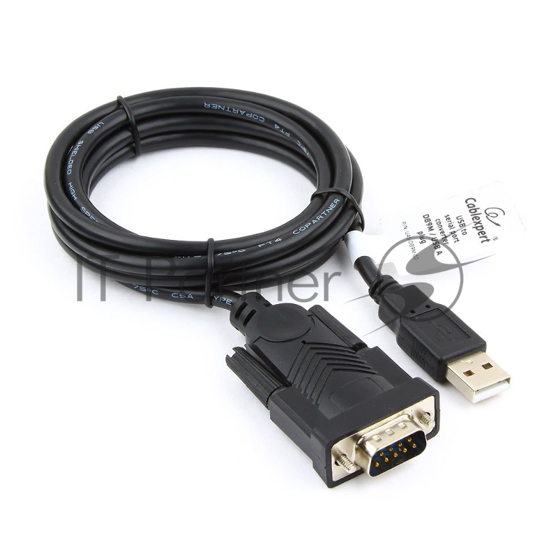 Конвертер USB->SERIAL Cablexpert UAS-DB9M-02 AM/DB9M, 1,5 м, PL2303TA, WinXP-Win8, черный, пакет