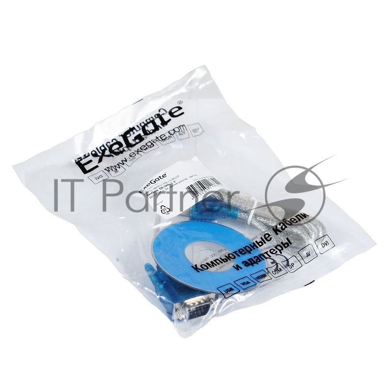 Кабель-адаптер Exegate EX284951RUS USB 2.0-RS232 ExeGate EX-UAS-1.2 (Am/DB9M, 1,2м, крепеж разъема - винты)