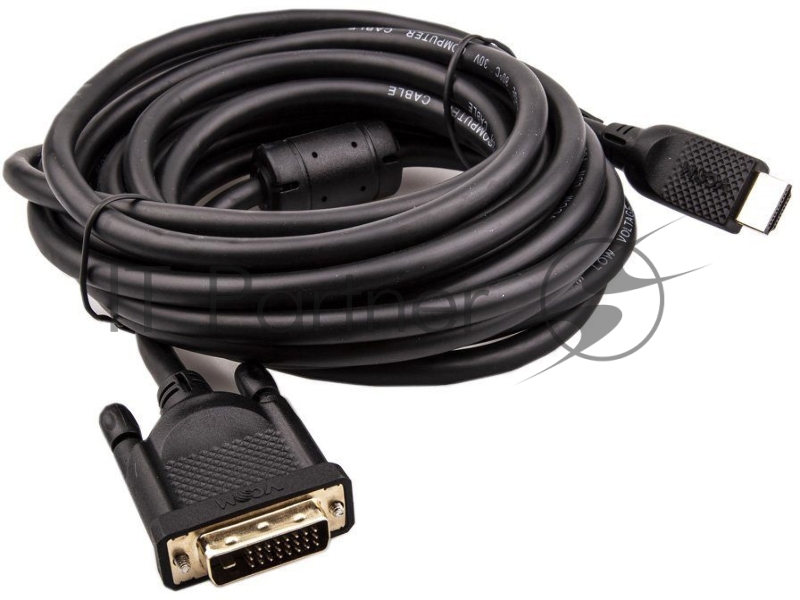 Кабель HDMI AM/DVI(24+1)M, 5м, CU, 1080P@60Hz, 2F, VCOM <CG484GD-5M>