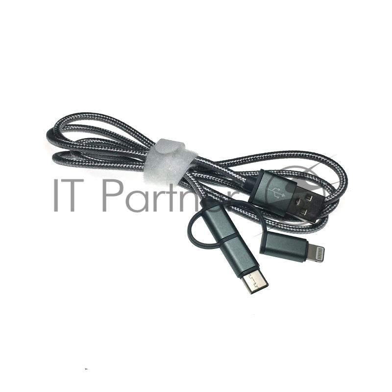 Переходник Espada 3в1 USB 2.0 Am to Lightning/microUSB/USB3.1С серый. Eusb3in1m-m-gr