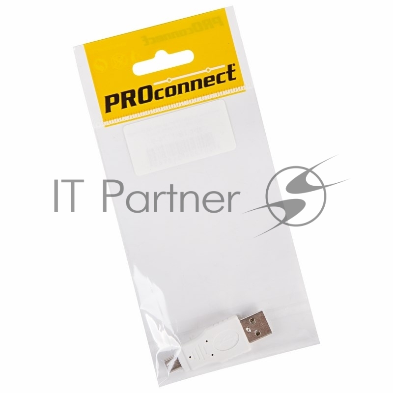 Переходник USB PROconnect, штекер USB-A - штекер mini USB 5 pin, 1 шт., пакет БОПП
