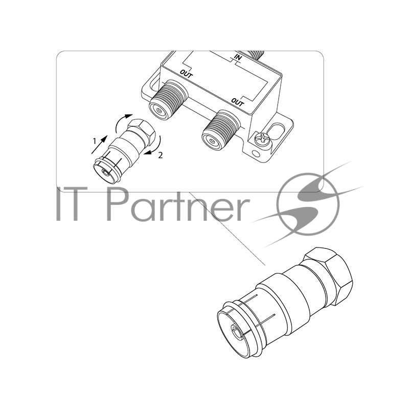 Переходник антенный, (штекер F - гнездо TV), (1шт.) REXANT