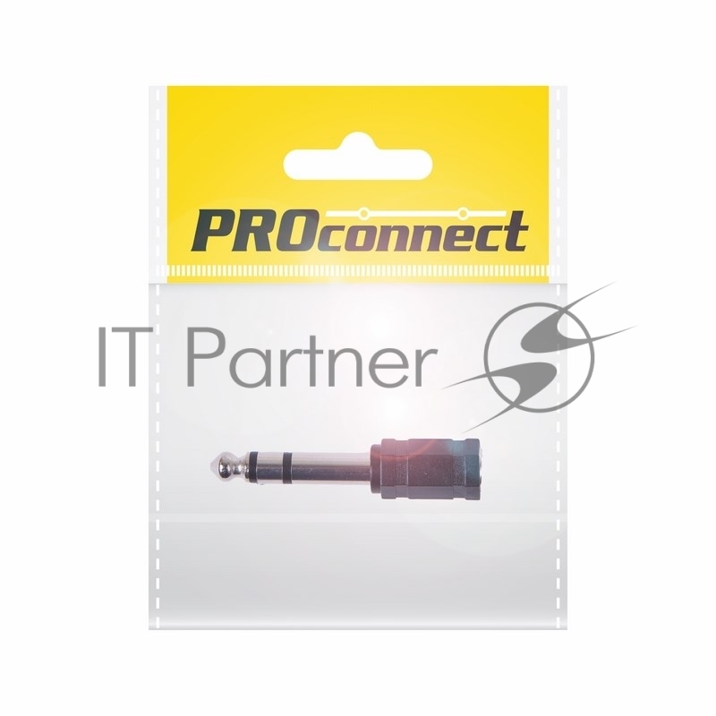 Переходник аудио (штекер 6,3 мм стерео - гнездо 3,5мм стерео), металл, (1шт.) (пакет) PROconnect