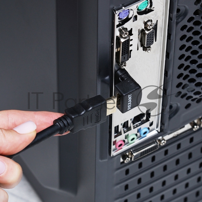 Переходник штекер HDMI - гнездо HDMI, угловой REXANT