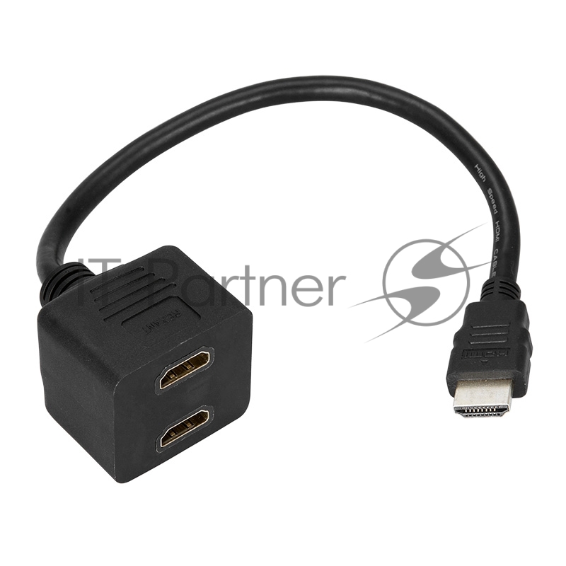 Переходник REXANT штекер HDMI - 2 гнезда HDMI с проводом, черный (10 шт./уп.)
