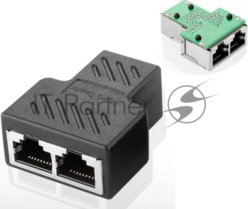 Переходник-разветвитель VCOM RJ-45 8P8C (F)<-->2 x 8P8C (F) ,FTP, ABS пластик, кат. 5eVCOM <CT252S>