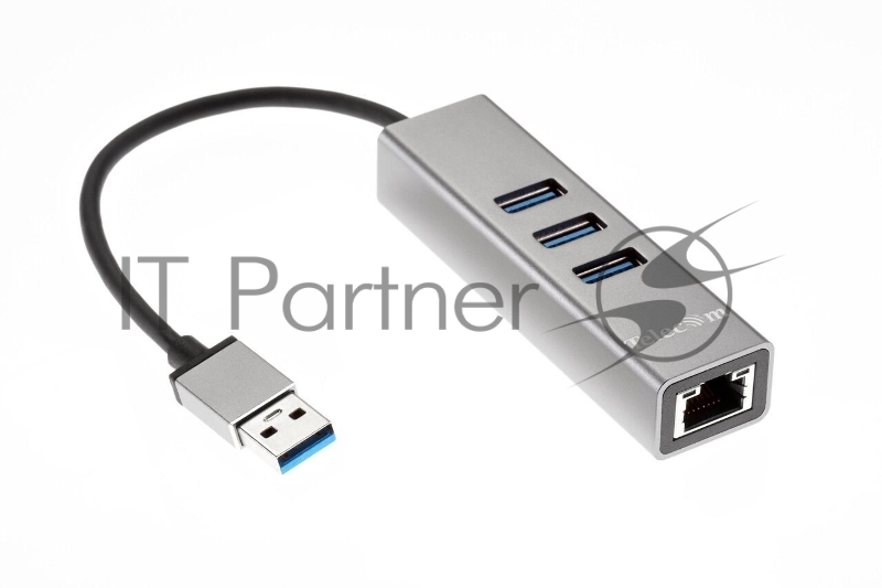 Переходник USB 3.0 -->RJ-45 1000Mbps +3 USB3.0, Aluminum Shell, 0.2м Telecom <TA311U>