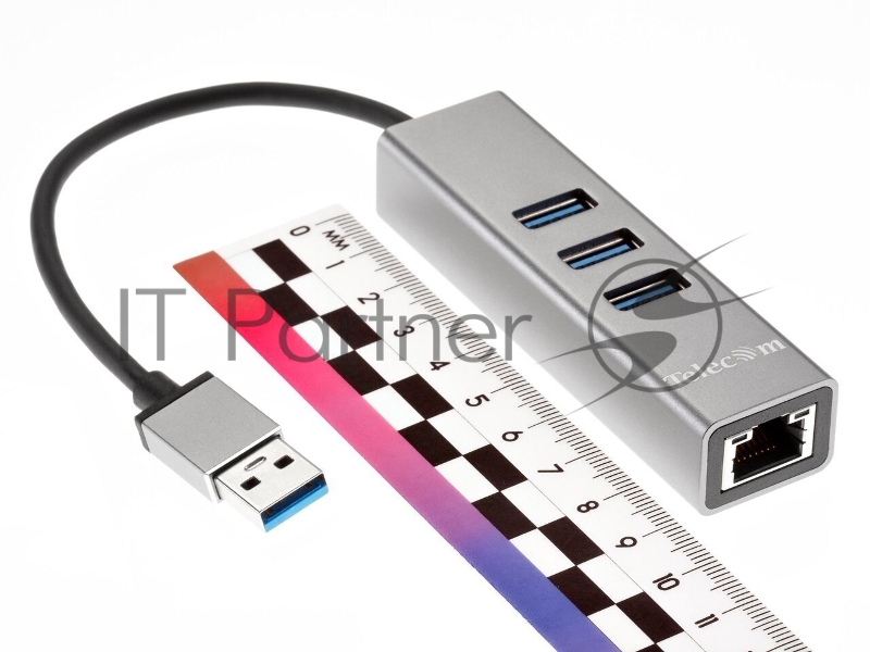 Переходник USB 3.0 -->RJ-45 1000Mbps +3 USB3.0, Aluminum Shell, 0.2м Telecom <TA311U>