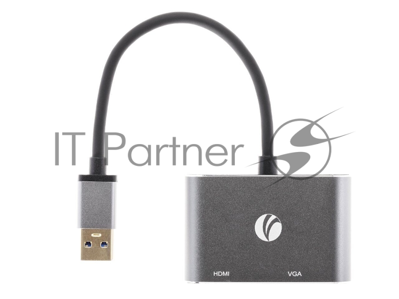 Кабель-переходник USB 3.0 (Am) --> HDMI(f)+VGA(f), Aluminum Shell, VCOM <CU322M>