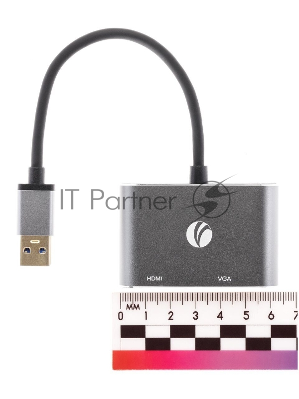 Кабель-переходник USB 3.0 (Am) --> HDMI(f)+VGA(f), Aluminum Shell, VCOM <CU322M>
