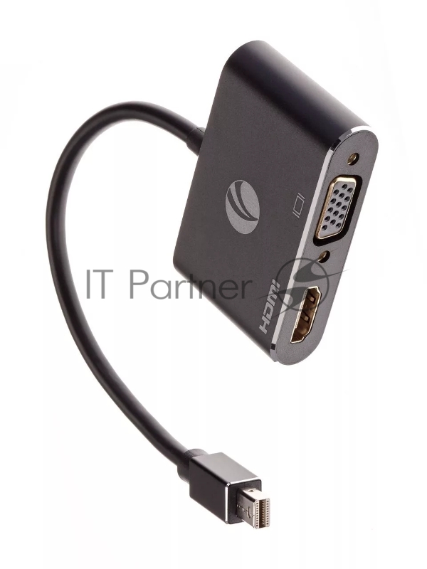 Кабель-переходник miniDisplayPort(M) ---> HDMI(F)+VGA(F)4K@30Hz VCOM Allum shell<CG646M-0.15>