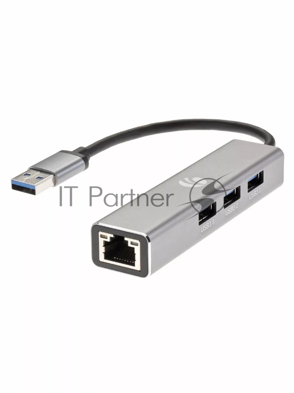 Переходник USB 3.0 -->RJ-45 1000Mbps+3 USB3.0, Aluminum Shell, 0.2м VCOM <DH312A>
