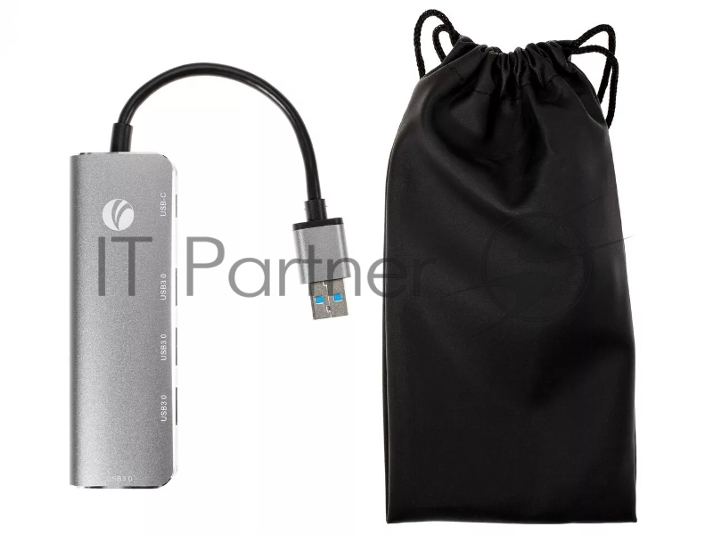 Адаптер концентратор USB 3.1 Type-A --> 4 USB3.0 Alum Shell HUB + PD , VCOM <CU4383A>