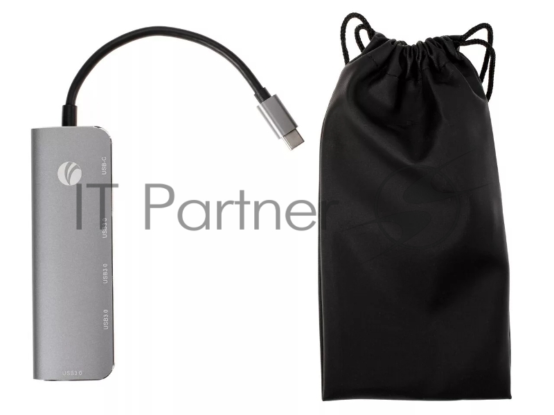 Адаптер концентратор Type-C --> 4 port USB3.0 HUB+PD Alum Shell VCOM <CU4383>