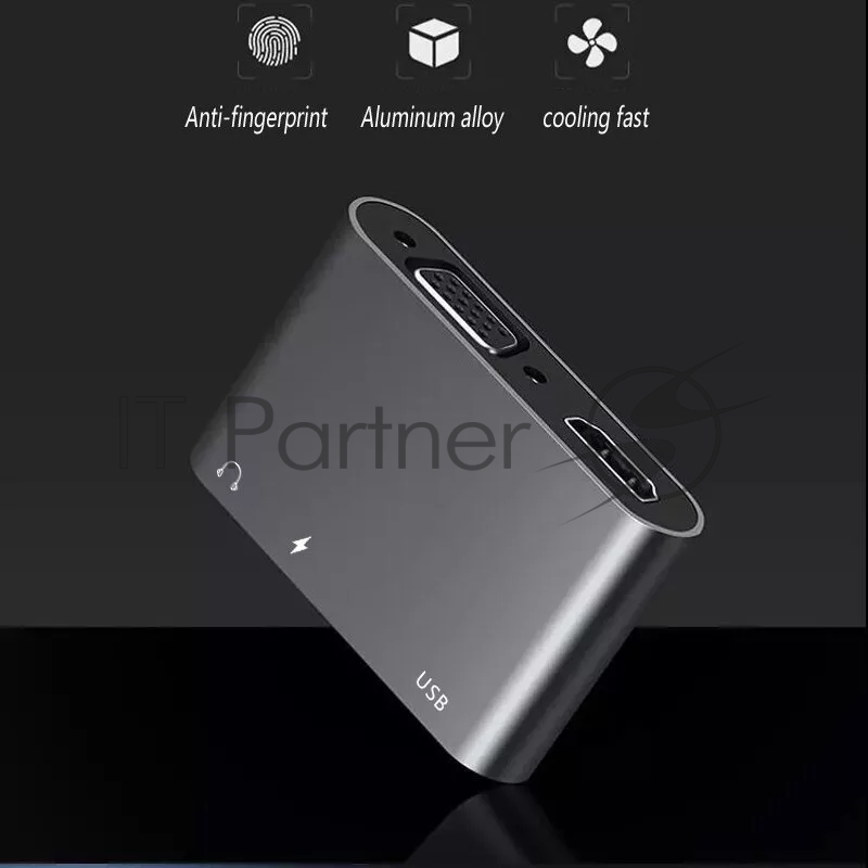 Адаптер USB Type-Cm-->VGA, HDMI 4k*30Hz, USB3.0, PD, Audio,iOpen (Aopen/Qust)<ACU4511>