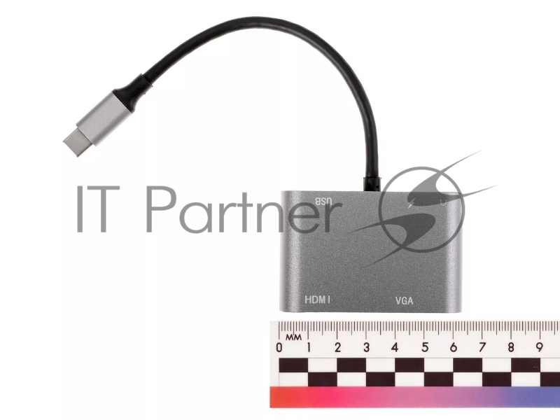 Адаптер USB Type-Cm-->VGA, HDMI 4k*30Hz, USB3.0, PD, Audio,iOpen (Aopen/Qust)<ACU4511>