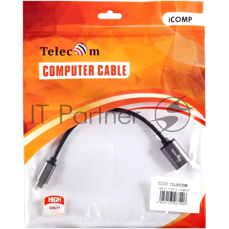 Кабель-адаптер Type-Cm --> USB 3.0 Af , OTG, 1,5A , 5,0Gbps , Alum grey 0,2m Telecom (TC409M)