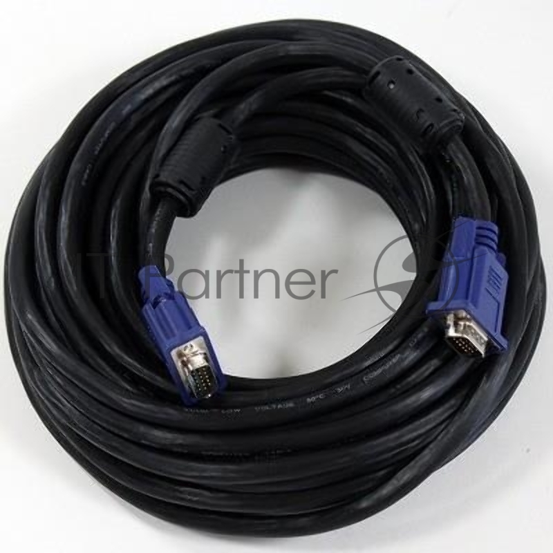 Кабель VCOM VVG6448-15M(C) Кабель монитор-SVGA card (15M-15M) 15м 2 фильтра