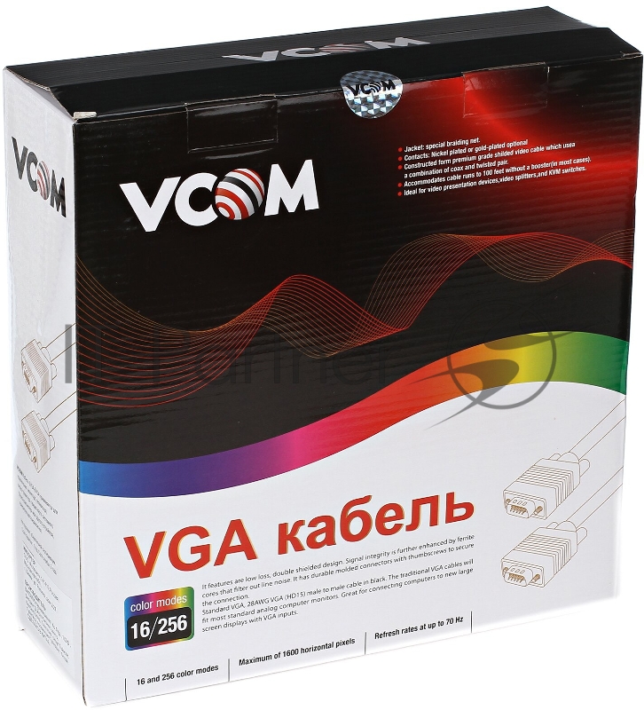 Кабель монитор-SVGA card (15M-15M) 10м 2 фильтра VCOM <VVG6448-10M>