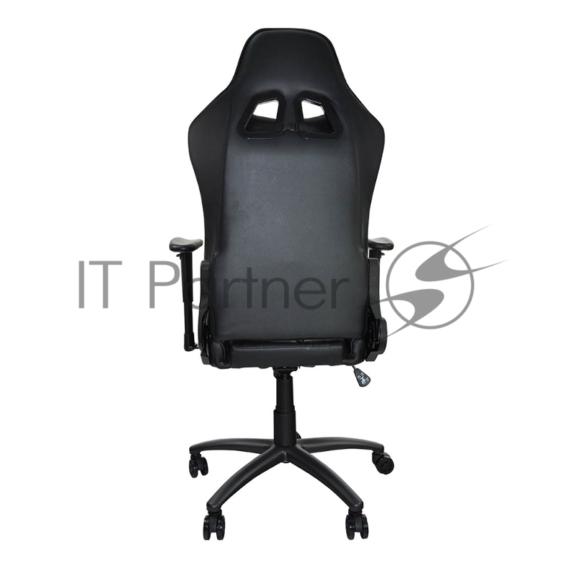 Игровое кресло чёрно-серое HIPER HGS-104 (кожа-PU, 2D подлокотник, газлифт класс 3, регулируемый угол наклона, механизм качания)