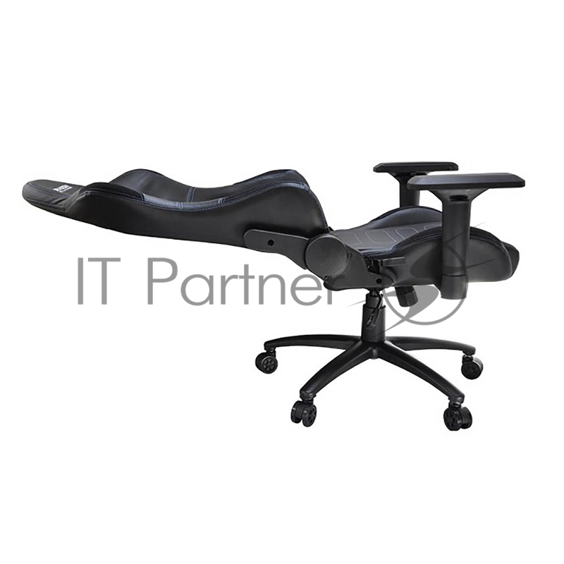 Игровое кресло чёрно-серое HIPER HGS-104 (кожа-PU, 2D подлокотник, газлифт класс 3, регулируемый угол наклона, механизм качания)