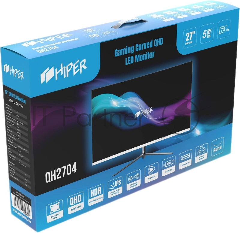 Монитор Hiper 27 Gaming QH2704 IPS 2560x1440 75Hz FreeSync 250cd/m2 16:9
