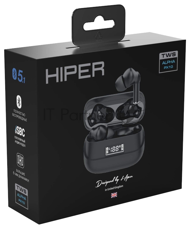 Гарнитура вкладыши Hiper TWS Alpha PX10 черный беспроводные bluetooth в ушной раковине (HTW-APX10)