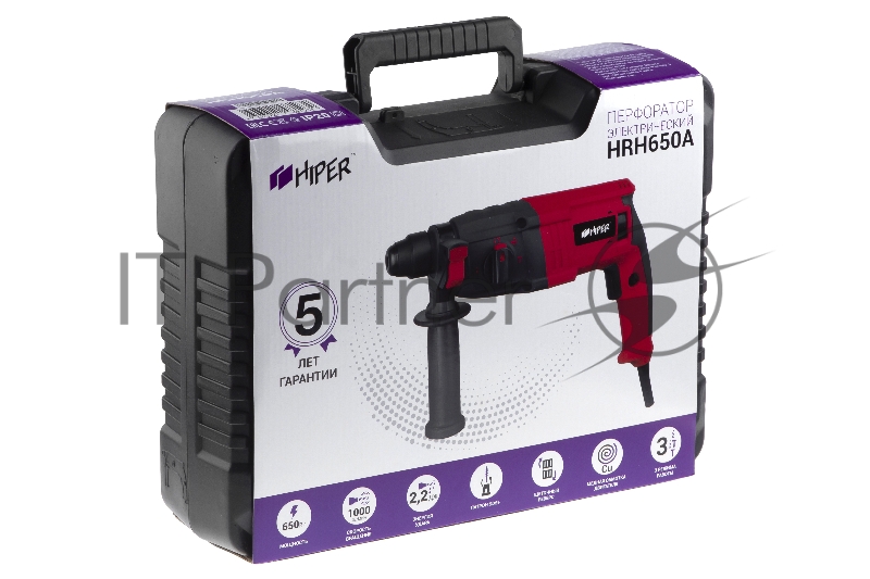 Перфоратор Hiper Перфоратор HIPER 650 Вт, 2Дж, 3 режима, 0 - 2000 об/мин, SDS+, кейс