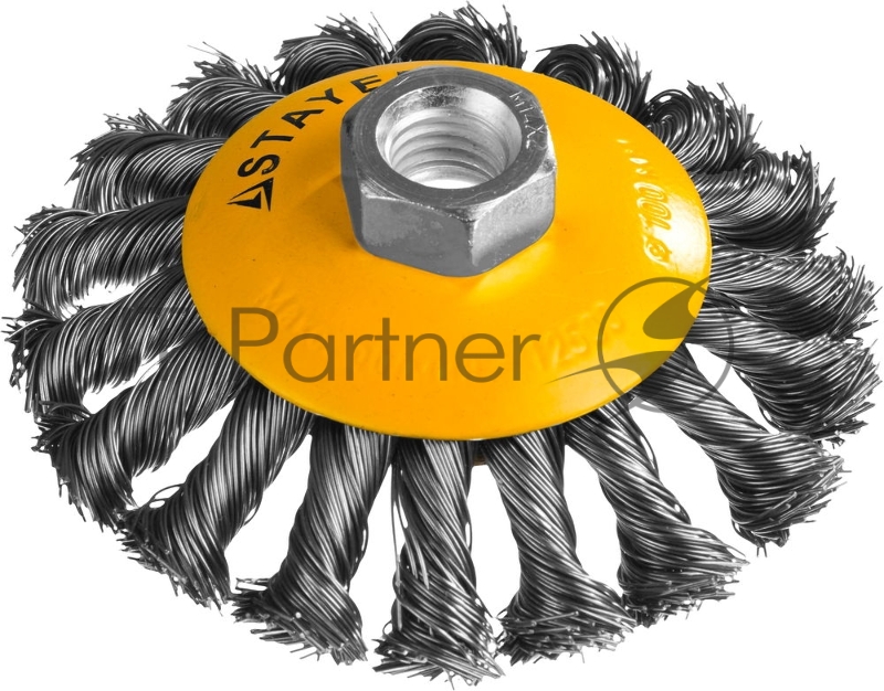 Щетка коническая STAYER PROFESSIONAL для УШМ, жгутированная стальная проволока 0,5мм, 100ммхМ14