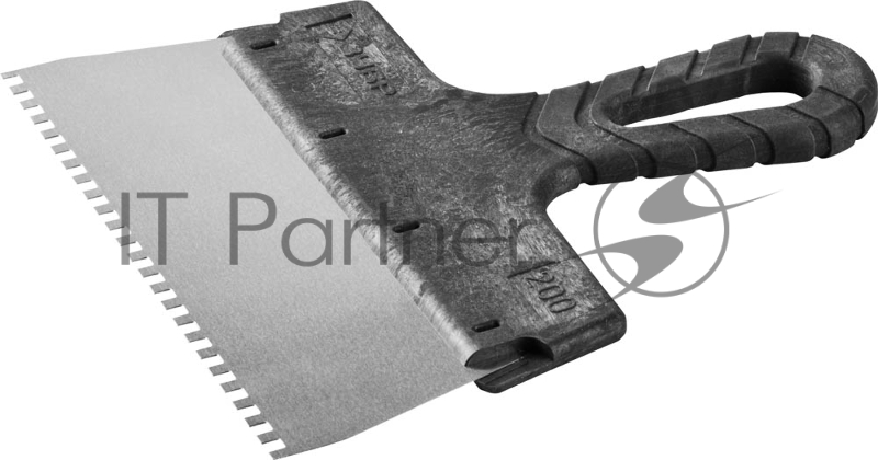 Шпатель ЗУБР Мастер ФАСАДНЫЙ, нержавеющее полотно, 200мм, зуб 4х4мм