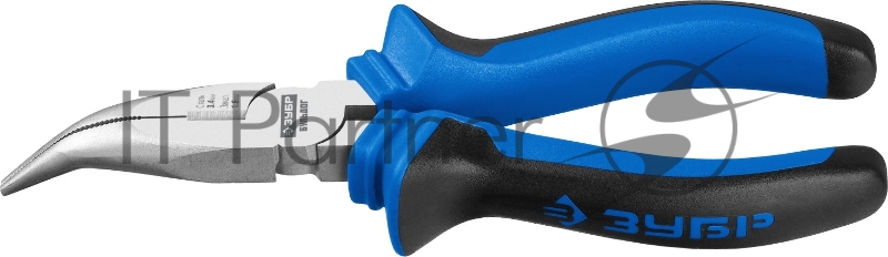 Тонкогубцы изогнутые БУЛЬДОГ, эксцентр.располож.шарнира, особостойкое спец.покрытие Н12Х1(никель/хром), двухкомп рукоятки, 160мм, ЗУБР Профессионал