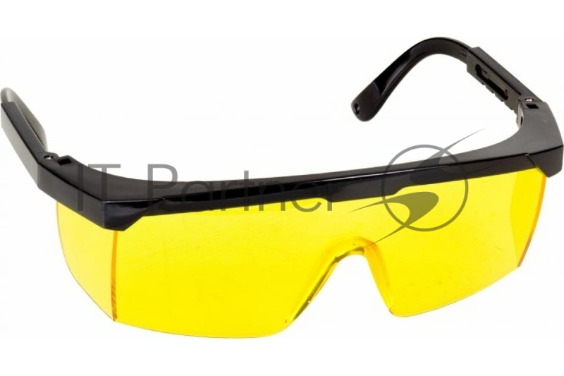 Желтые очки STAYER OPTIMA защитные открытого типа, регулируемые по длине дужки.