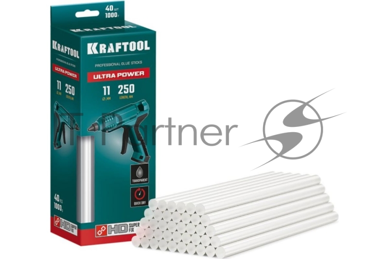 Ультрамощные прозрачные клеевые стержни KRAFTOOL Ultra Power, d 11 x 250 мм (11-12 мм) 40 шт. 1 кг