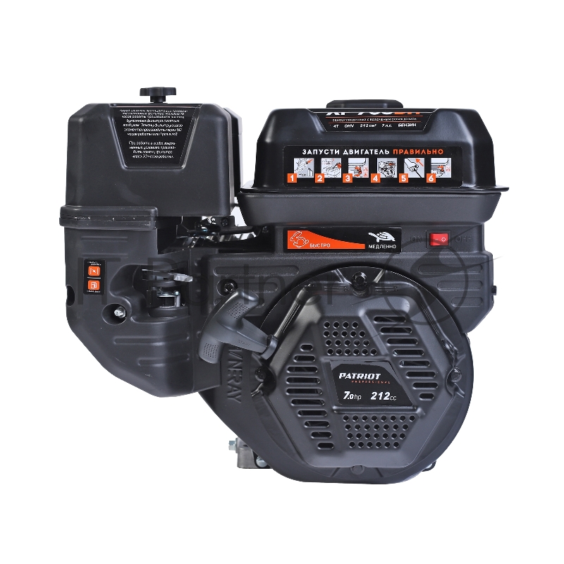 Двигатель PATRIOT XP 708 BH, Мощность 7,0 л.с. 212 см³ 3600об/мин бак 3,6л. хвостовик 20 мм, шпонка вес 15 кг.