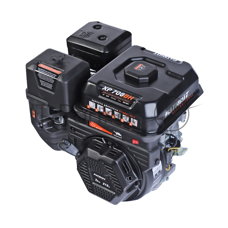 Двигатель PATRIOT XP 708 BH, Мощность 7,0 л.с. 212 см³ 3600об/мин бак 3,6л. хвостовик 20 мм, шпонка вес 15 кг.