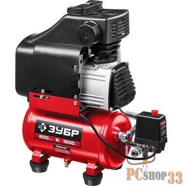 Компрессор воздушный безмасляный, 200 л/мин, 6 л, 1500 Вт, ЗУБР
