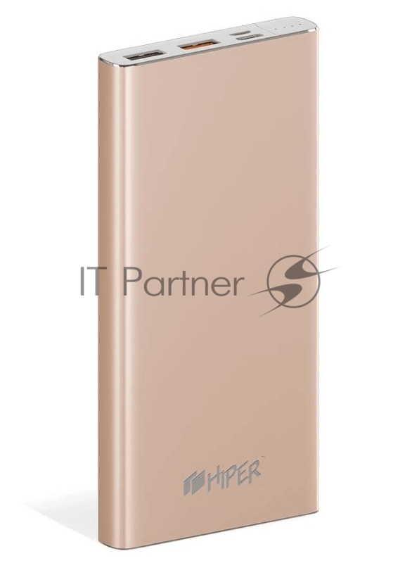 Мобильный аккумулятор Hiper MPX10000 Li-Pol 10000mAh 2.4A+3A+3A золотистый 2xUSB
