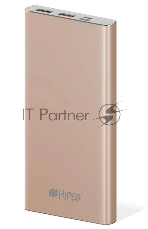 Мобильный аккумулятор Hiper MPX10000 Li-Pol 10000mAh 2.4A+3A+3A золотистый 2xUSB
