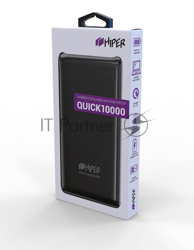 Мобильный аккумулятор Hiper Quick 10000 Li-Pol 10000mAh 2.4A+2.4A+2.4A+2.4A черный 4xUSB