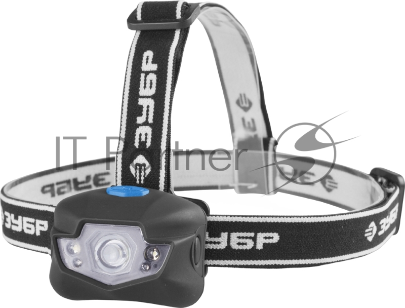 Фонарь ЗУБР 56434 эксперт налобный светодиодный 3Вт(120лм)+4led линза коллиматор 3 режима 3ааа