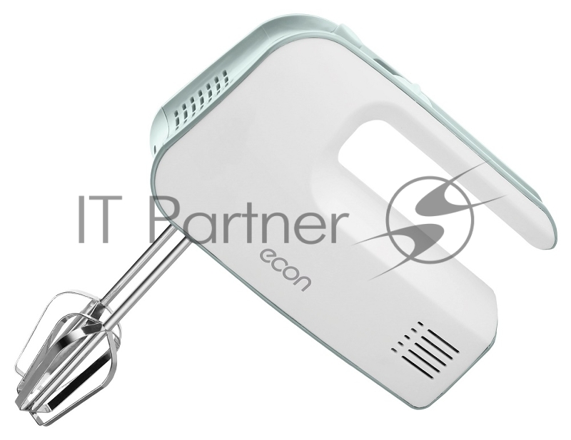 Миксер ручной, Механический, Максимальная мощность 300 Вт, 5 скоростей, Насадки для взбивания яиц, крема, теста, Маетриал корпуса - пластик, Цвет корпуса белый с зеленым.