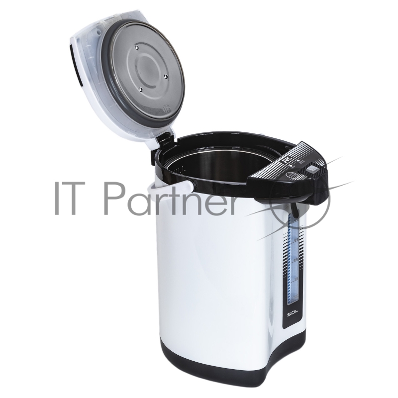 Термопот электрический, электронное управление, объем 5л, мощность 900 Вт, функция повторного кипячения, 2 способа подачи воды: автоматический и касанием чашки, вращение корпуса на 360 градусов, внутреннее покрытие 304 сталь.