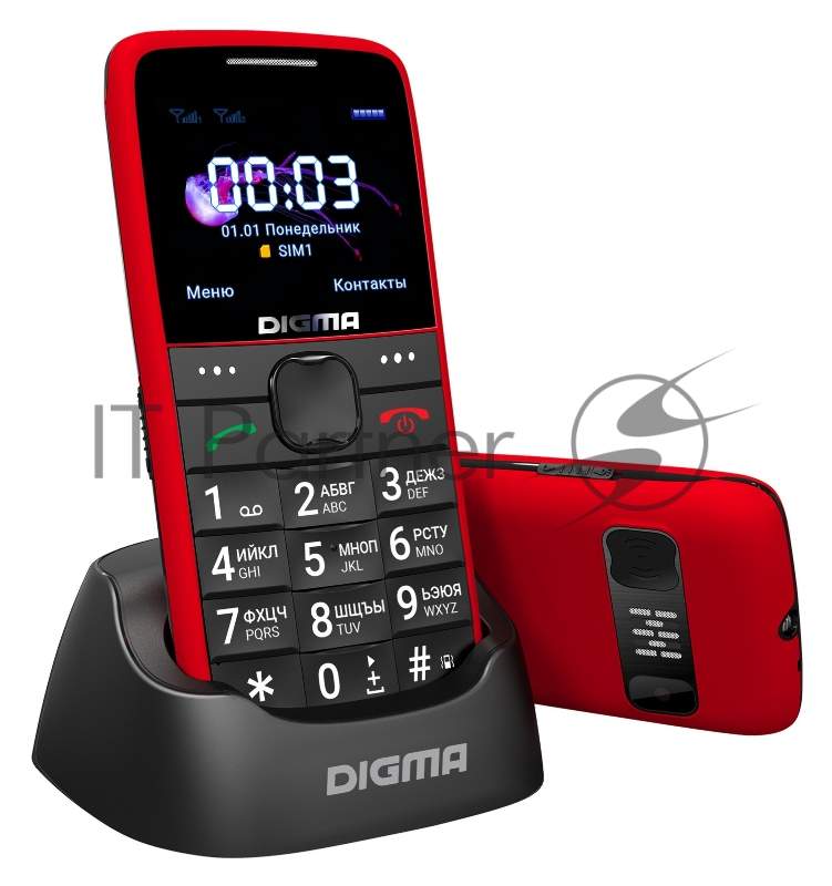 Мобильный телефон Digma S220 Linx 32Mb красный моноблок 2Sim 2.2 220x176 0.3Mpix GSM900/1800 MP3 FM microSD max32Gb