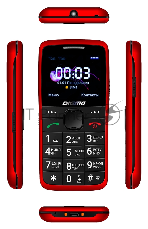 Мобильный телефон Digma S220 Linx 32Mb красный моноблок 2Sim 2.2 220x176 0.3Mpix GSM900/1800 MP3 FM microSD max32Gb