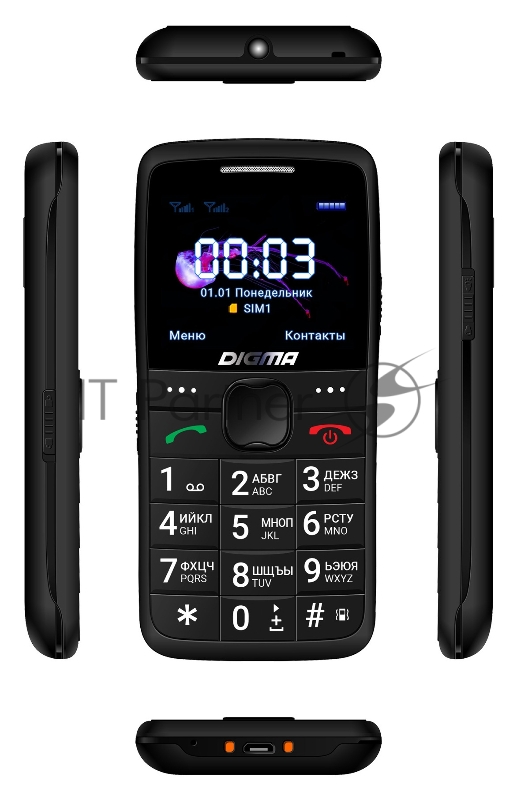 Мобильный телефон Digma S220 Linx 32Mb черный моноблок 2Sim 2.2 220x176 0.3Mpix GSM900/1800 MP3 FM microSD max32Gb