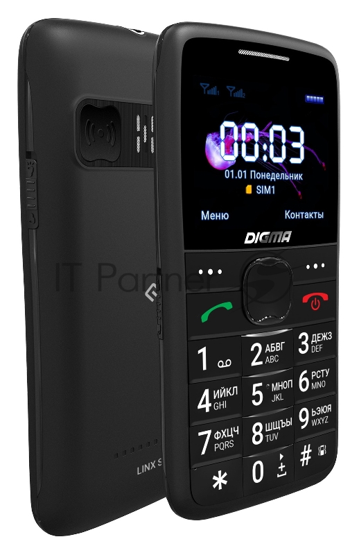 Мобильный телефон Digma S220 Linx 32Mb черный моноблок 2Sim 2.2 220x176 0.3Mpix GSM900/1800 MP3 FM microSD max32Gb