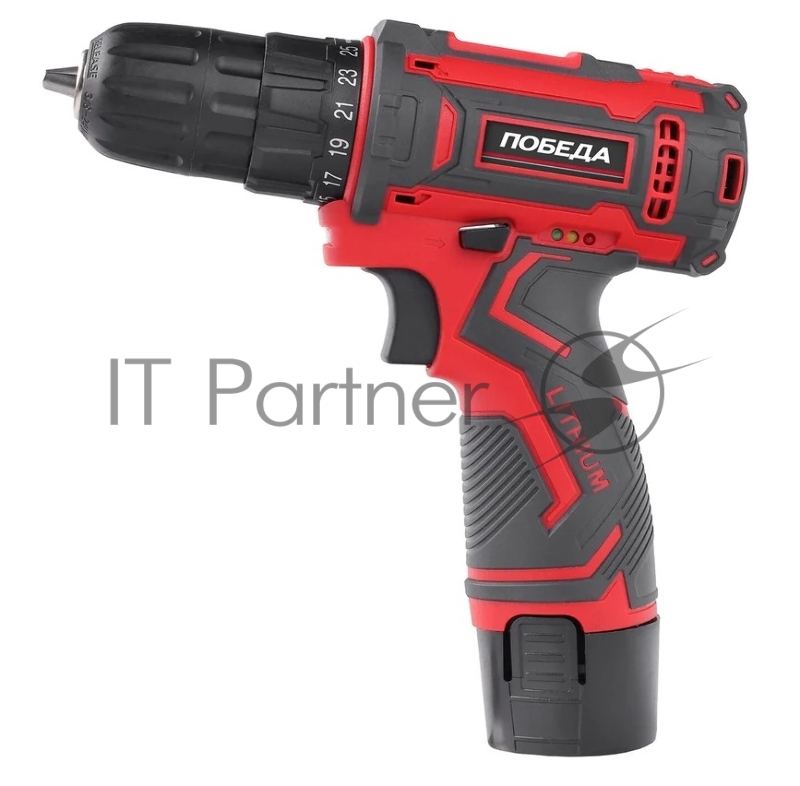 Дрель-шуруповерт аккумуляторная ПОБЕДА ДА-12П/1 Ли, 1 скорость, Li-Ion, 12V, 2,0Ah, 25Нм кейс