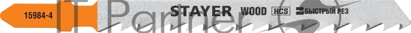 Полотна STAYER, T144D, для эл/лобзика, HCS, по дереву, ДВП, ДСП, T-хвост., шаг 4мм, 75мм, 2шт