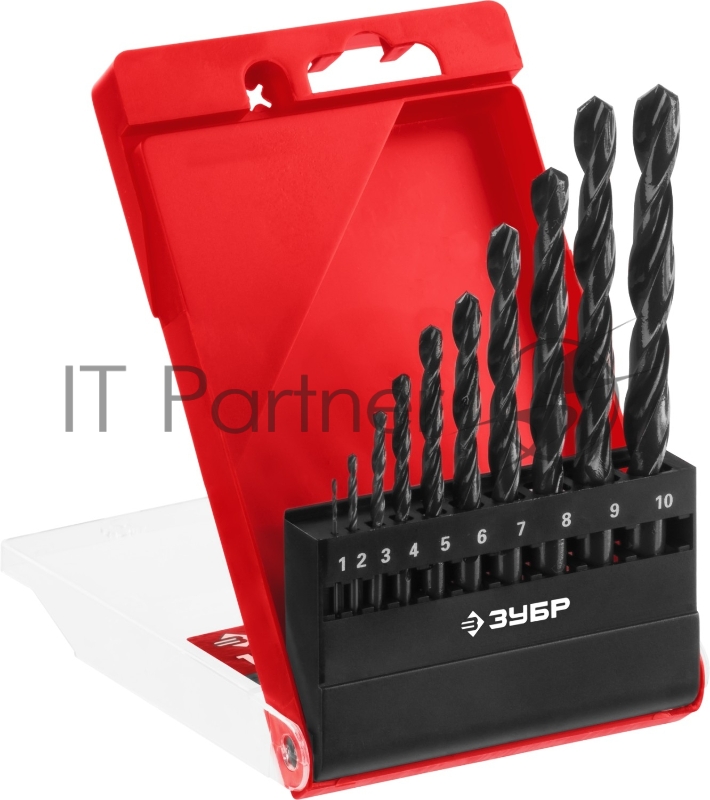 Набор сверл по металлу, ЗУБР МАСТЕР 10шт(1-10мм), сталь Р4М2, класс В