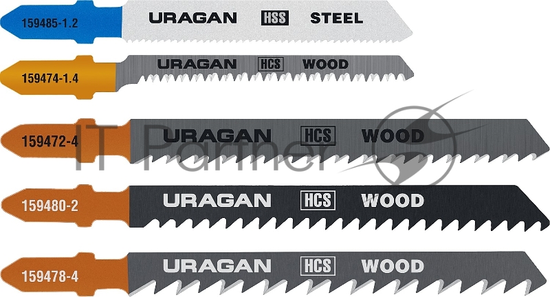Набор полотен URAGAN, T101B, T101AO, T111C, T144D, T118A, по дереву и металлу, 5 предметов